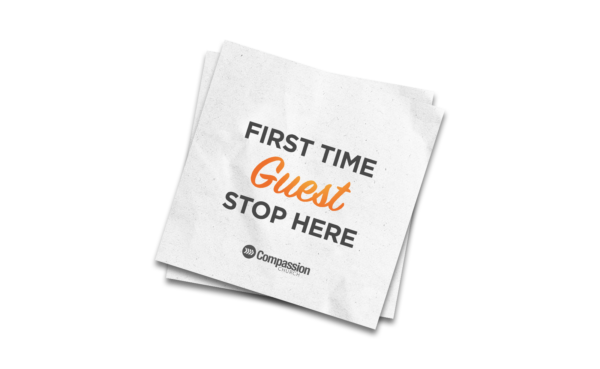 First Time Guests Pop Sign - Stained Red Printing